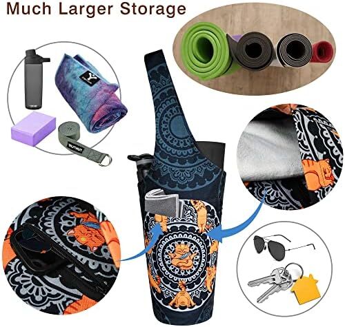 کیف مت یوگا چاپ شده مد روز با جیب کناری بزرگ و جیب زیپ دار کیف یوگا بلند و مناسب تشک های بزرگ - دارای لوازم جانبی یوگا بیشتر Image