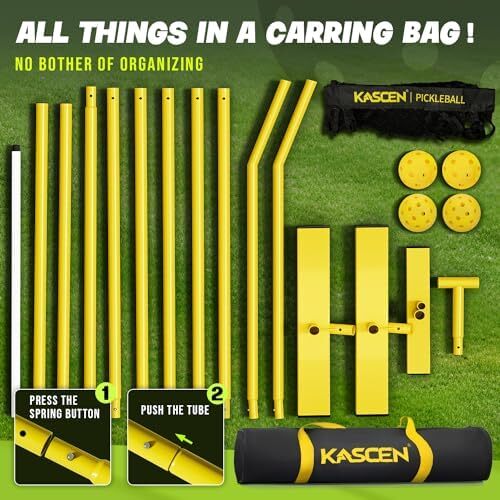 KASCEN 22FT Pickleball Net قابل حمل برای Driveway - توری Pickleball Nets Outdoor Size Pickleball Network با نگهدارنده انحصاری توپ، 4 توپ ترشی، کیسه ذخیره سازی برای فضای داخلی حیاط خلوت Image