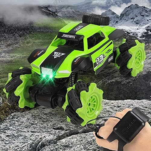 Swift RC Cars 4WD Drift Stunt کنترل از راه دور خزنده آفرود ماشین Twist 4x4 با سنسور گرانش تعلیق واقعی ساعت نور موسیقی اسباب بازی کودکان هدیه هدیه برای کودکان - (سبز) Image