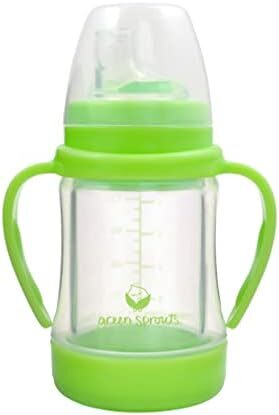 Green Sprouts baby Glass Sip & Straw Cup, 6 Months +, Light Lime, Piece of 1