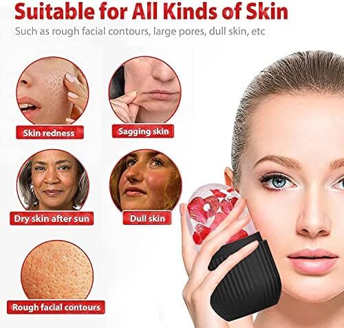 غلتک یخی نیوانت برای صورت، غلتک یخی ماساژ زیبایی صورت، غلتک یخی مکعب درخشان برای صورت، ابزار مراقبت از پوست برای چین و چروک دور چشم، کاهش پف آکنه (مشکی) Image