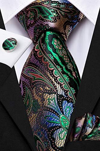 ست کراوات و ست چهارگوش جیبی مردانه Dubulle مردانه کراوات ابریشمی Paisely Image