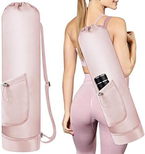 کیسه تشک یوگا گردنفتات با بطری آب، جا متحرک یوگا با بند کامل با بند قابل تنظیم نگهدارنده تشک یوگا با کیسه های یوگا ضد آب جیبی برای زنان مردانه Image