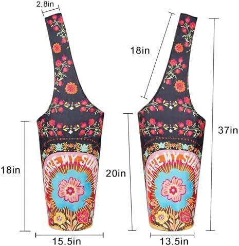 کیف مت یوگا چاپ شده مد روز با جیب کناری بزرگ و جیب زیپ دار کیف یوگا بلند و مناسب تشک های بزرگ - دارای لوازم جانبی یوگا بیشتر Image