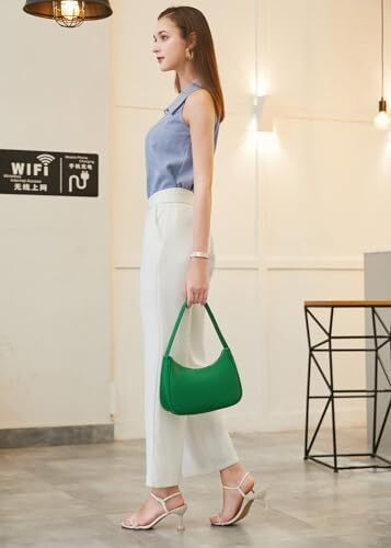 کیف‌های شانه‌ای زنانه CYHTWSDJ، کیف دستی مینی کلاچ مدل Hobo Tote با زیپ بسته Image