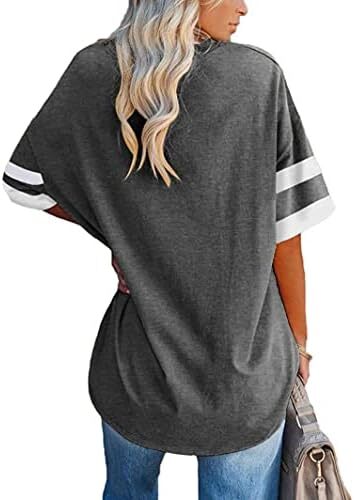 تی‌شرت زنانه یقه گرد/ویژه زنانه زنانه نیم‌آستین تی‌شرت‌های بیسبال سایز بزرگ تاپ‌های تونیک Image