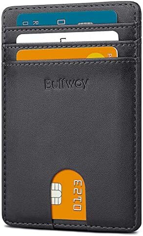 Buffway Mens RFID Blocking Slim Bifold Wallet کیف های کوچک چرمی مینیمالیستی برای مردان با جیب نقدی و جای کارت