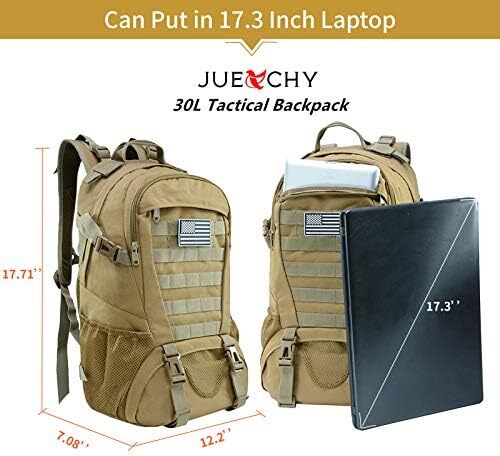 کوله پشتی تاکتیکی Jueachy برای مردان Molle Military Rocksack Pack 30L ضد آب با پچ پرچم ایالات متحده آمریکا Image