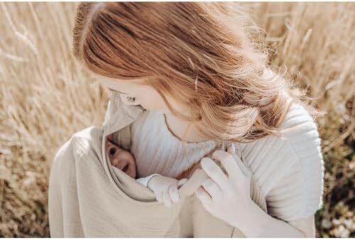 پوشش شیردهی کنسی موسلین برای شیردهی نوزاد، پوشش شیردهی ۱۰۰٪ پنبه‌ای با حلقه سخت برای پیشبند مادر، گندم تابستانی (BRJ07) Image