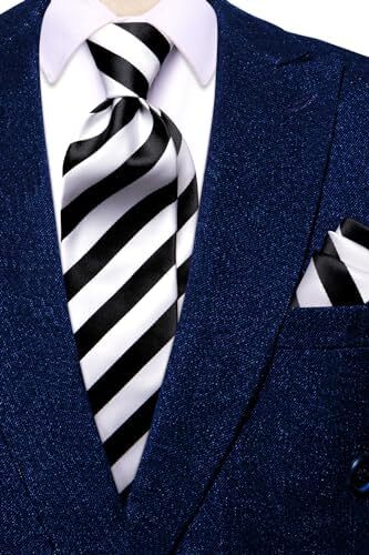 ست کراوات مردانه کراوات 63 اینچی با کراوات بسیار بلند سوقره جیبی بافتنی Image