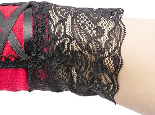 دستکش زنانه بدون انگشت JISEN با آرنج بند استیمپانک گرم کننده بازو Image