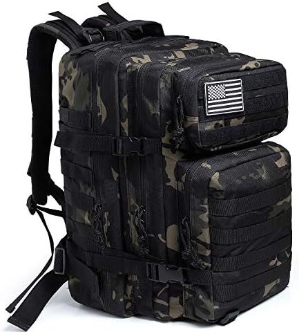 QT&QY 45L Military Tactical Backpacks Molle Army Assault Pack 3 Day Bug Out Survival Bag Hiking Treeking Rucksack Image