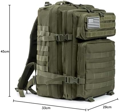 QT&QY 45L Military Tactical Backpacks Molle Army Assault Pack 3 Day Bug Out Survival Bag Hiking Treeking Rucksack Image