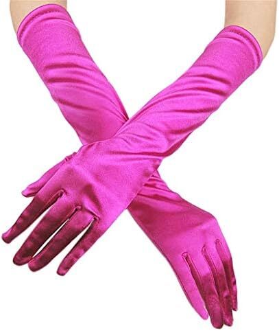 دستکش 21 اینچی برای مهمانی عصرانه زنانه DreamHigh دستکش ساتن بلند مشکی/سفید Image