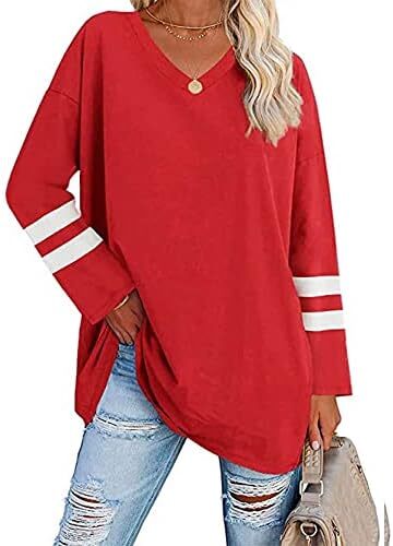 تی‌شرت زنانه یقه گرد/ویژه زنانه زنانه نیم‌آستین تی‌شرت‌های بیسبال سایز بزرگ تاپ‌های تونیک Image