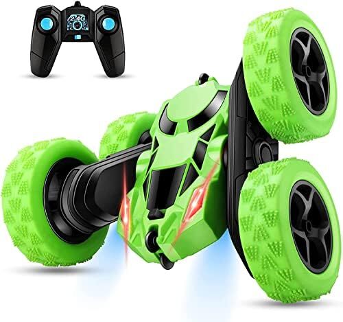 ریموت کنترل Swift RC Car Toys | ماشین شیرین کاری برای پسران 3 تا 12 ساله | RC Cars 360 درجه چرخش دو طرفه چرخش 4WD 2.4Ghz ماشین اسباب بازی در فضای باز برای هدایای تولد کودکان (سبز) Image