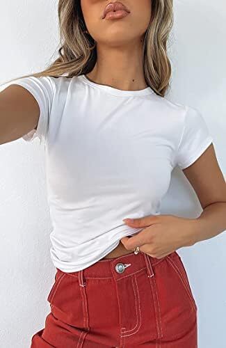 تی شرت آستین کوتاه تمرینی تیشرت یقه گرد زنانه بیگرام باریک و باریک Image