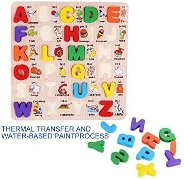 English Abc Alphabet چوبی تخته اره منبت کاری اره مویی حروف پازل بازی اسباب بازی آموزشی Image