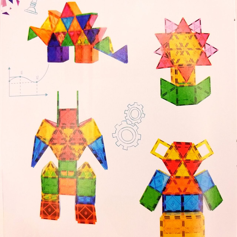 بلوک‌های ساختمانی کاشی‌های مغناطیسی، اسباب‌بازی‌های آهن‌ربایی برای کودکان، اسباب‌بازی‌های آموزشی مورد تأیید STEM، پازل‌های آهن‌ربایی سه‌بعدی بلوک‌های انباشته برای دختران پسر، مگنت تایل،ست کلاسیک ۶4 عددی