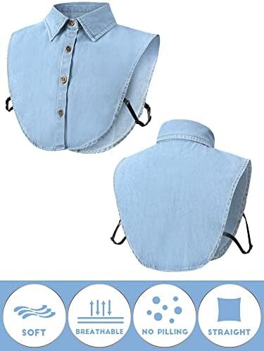 یقه تقلبی 4 تکه بلوز یقه گرد نیم پیراهن جداشدنی یقه دیکی تاپ یقه کاذب برای لباس های دخترانه زنانه Image