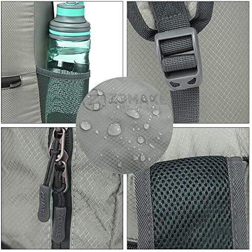 کوله‌پشتی کوچک قابل بسته‌بندی ZOMAKE 20L، کوله‌پشتی کوچک تاشو پیاده‌روی - کیف مسافرتی کوله‌پشتی ضد آب جیبی برای کمپینگ ورزشی مردانه در فضای باز، زنان، مدرسه راهپیمایی، سفر با دوچرخه Image