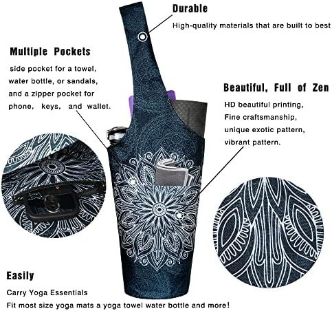 کیف مت یوگا چاپ شده مد روز با جیب کناری بزرگ و جیب زیپ دار کیف یوگا بلند و مناسب تشک های بزرگ - دارای لوازم جانبی یوگا بیشتر