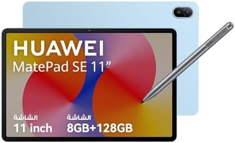 تبلت HUAWEI MatePad SE، نمایشگر ۱۱ اینچی با راحتی برای چشم، باتری با ظرفیت بالا، ۸ گیگابایت + ۱۲۸ گیگابایت، وای‌فای، قلم M در جعبه، آبی کریستالی Image