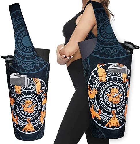 کیف مت یوگا چاپ شده مد روز با جیب کناری بزرگ و جیب زیپ دار کیف یوگا بلند و مناسب تشک های بزرگ - دارای لوازم جانبی یوگا بیشتر Image