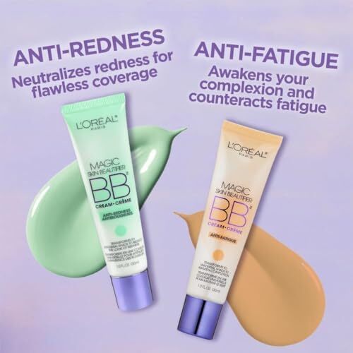 آرایش صورت L'Oréal Paris Makeup Magic Skin Beautifier BB Cream Tinted Moisturizer Face, Anti Redness, Green, 1 fl. اونس Image