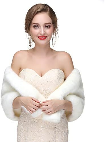 زنان CanB 1920 شال خز مصنوعی عروسی خز عروسی و بولرو شانه راسو مصنوعی دزدیده شده برای زنان و دختران Image