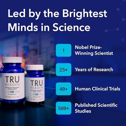TRU NIAGEN - مکمل نیکوتینامید ریبوزید با حق ثبت اختراع NAD+. NR از متابولیسم انرژی سلولی و ترمیم، شادابی، پیری سالم قلب، مغز و عضلات حمایت می‌کند - 30 وعده / 30 کپسول - بسته 1