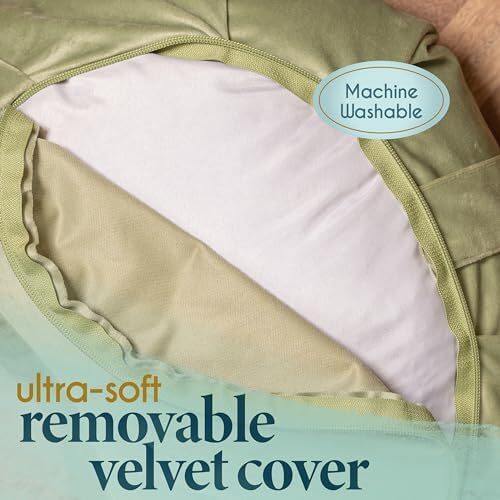 کوسن مدیتیشن فلورنسی - بالش کف راحت - بالش مدیتیشن هلالی سنتی با روکش مخملی زیبا - صندلی بالشتک کف بزرگ برای بزرگسالان - تقویت کننده گندم سیاه یوگا ممتاز Image