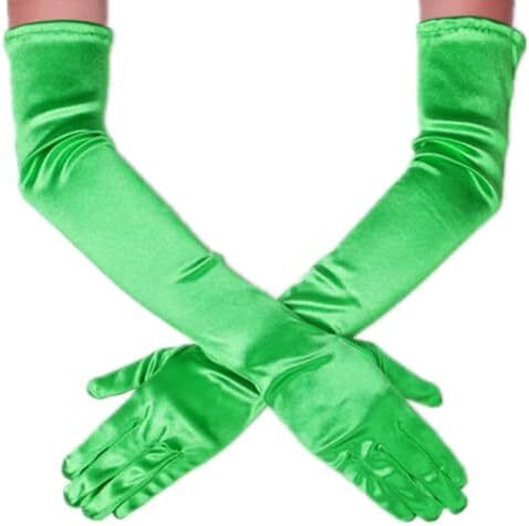 دستکش 21 اینچی برای مهمانی عصرانه زنانه DreamHigh دستکش ساتن بلند مشکی/سفید Image