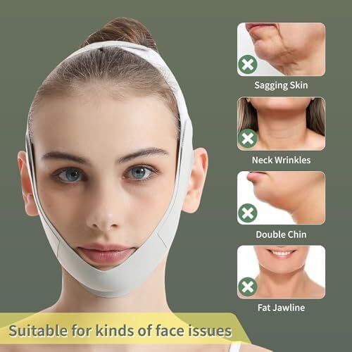 بند چانه برای خوابیدن، لیفت صورت، ماسک قابل استفاده مجدد V Line، بند چانه برای چانه دوگانه برای زنان، کمربند فرم دهنده صورت، شاپر خط فک، سفت کننده صورت، ورزش دهان، ضد افتادگی، سبز