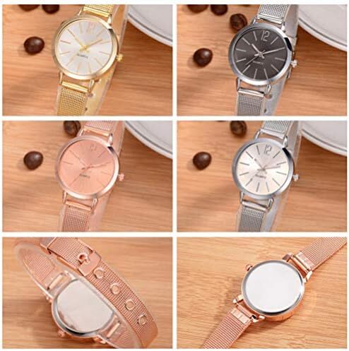 ساعت مچی زنانه ساعت مچی زنانه دستبند زنانه ساعت مچی زنانه ساعت مچی مشبک قابل تنظیم ساعت مچی فلزی با کمربند مشبک ساده گاه به گاه زنانه نگهدارنده ساعت رزگلد Image