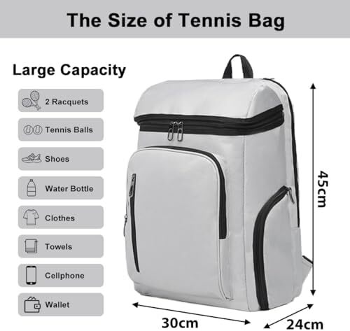 کیف راکت تنیس کوله پشتی بزرگ تنیس، کیف حمل تنیس راکتی حرفه ای با بند شانه و کفش ضد آب پاروهای اسکواش پیکلبال برای نوجوانان بزرگسالان سفر تنیس بدمینتون Image
