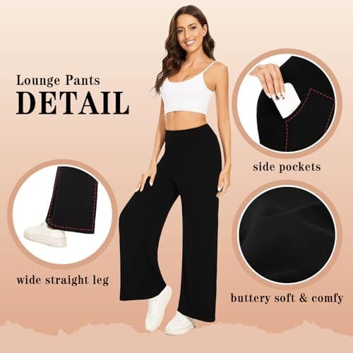 FULLSOFT 3 شلوار یوگا گشاد زنانه شلوار ورزشی گشاد راحت شلوار راحتی گشاد شلوار راحتی با جیب Image