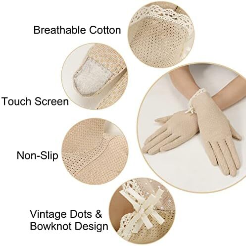 دستکش ضد لغزش رانندگی با صفحه لمسی پنبه ای محافظ UV زنانه در فضای باز Image