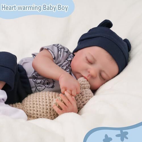 ADFO Lifelike Reborn Baby Dolls Boy - 17-Inch Real Baby Feeling Realistic-Newborn Full Body Vinyl Anatomically Correct Real Life Baby Dolls with Toy & Gift Box for Kids Age 3 + Image