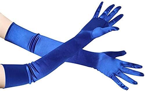 دستکش 21 اینچی برای مهمانی عصرانه زنانه DreamHigh دستکش ساتن بلند مشکی/سفید Image