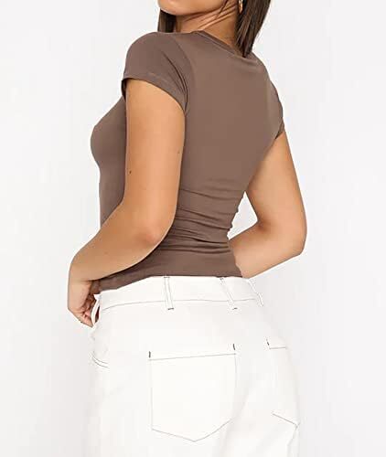 تی شرت آستین کوتاه تمرینی تیشرت یقه گرد زنانه بیگرام باریک و باریک Image