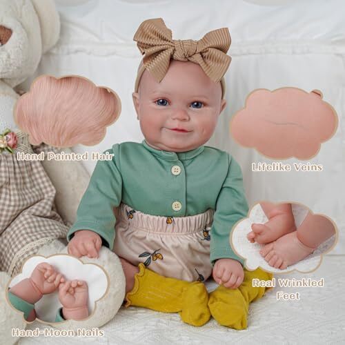 BABESIDE 3-in-1 Interactive Reborn Baby Dolls with Breathe Heartbeat Coos, 20Inch Soft Vinyl Poseable Realistic Baby Dolls Cute Smiling Real Life Baby Doll for 3+ Years Old Girls Image