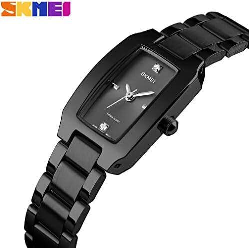 ساعت SKMEI برای زنانه زنانه زنانه ساده لوکس ضد زنگ مربعی مدل لباس ضد آب کوارتز آنالوگ کوچک و باریک لباس گاه به گاه همسر هدیه دخترانه ساعت مچی طلا Image