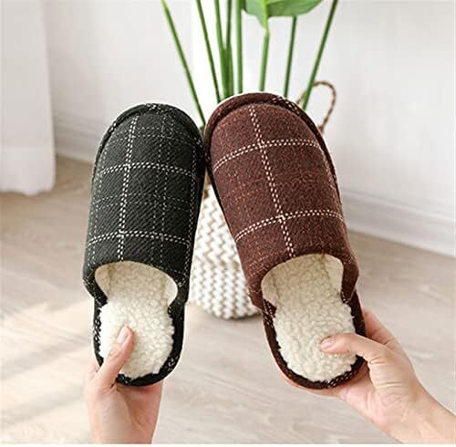KIZQYN دمپایی خانگی نخی به سبک ژاپنی دمپایی داخلی چهارخانه مردانه دمپایی زیر ضخیم گرم زمستانی دمپایی بدون لغزش کفش خانگی (رنگ: قهوه ای2، سایز کفش: XL(مناسب 39-40)) Image