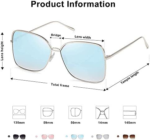 عینک آفتابی SOJOS Fashion Square Aviators برای زنان با لنز آینه تخت SJ1082 Image