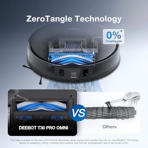 جاروبرقی رباتی ECOVACS DEEBOT T30 Pro Omni با عملکرد تی کشی آب داغ، مکش قوی 11000Pa، تی کشی تطبیقی TruEdge، بدون گره، تشخیص واقعی 3D 3.0، مشکی Image