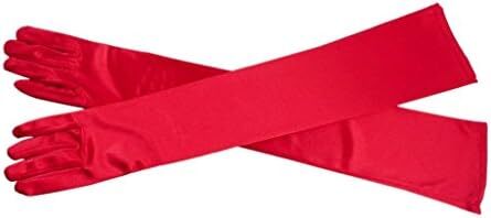 دستکش 21 اینچی برای مهمانی عصرانه زنانه DreamHigh دستکش ساتن بلند مشکی/سفید Image