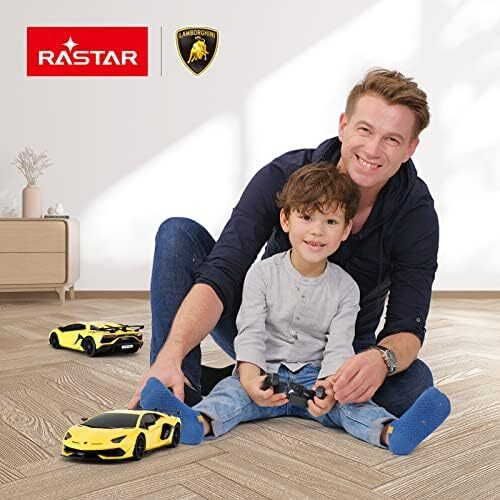 ماشین ریموت کنترل لامبورگینی RASTAR، ماشین اسباب بازی مدل 1/24 RC Lamborghini Aventador SVJ RC، زرد