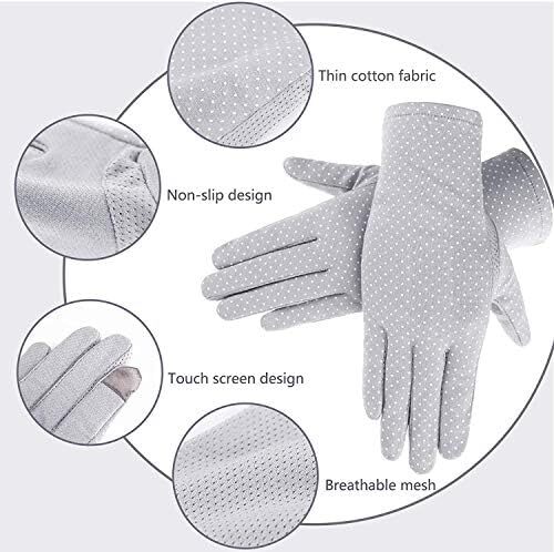 دستکش های ضد آفتاب سبک وزن زنانه محافظ در برابر اشعه ماوراء بنفش تابستانی دستکش های نخی رانندگی Image