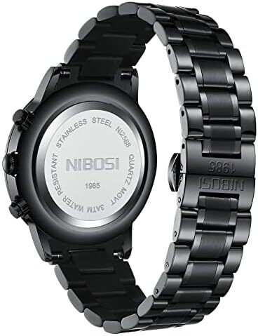 ساعت‌های مردانه NIBOSI ساعت‌های مینیمالیستی آنالوگ مشکی ساعت‌های مردانه تجاری کرنوگراف ساعت‌های مچی معمولی نظامی ساعت‌های مچی استیل ضد زنگ تاریخ Image